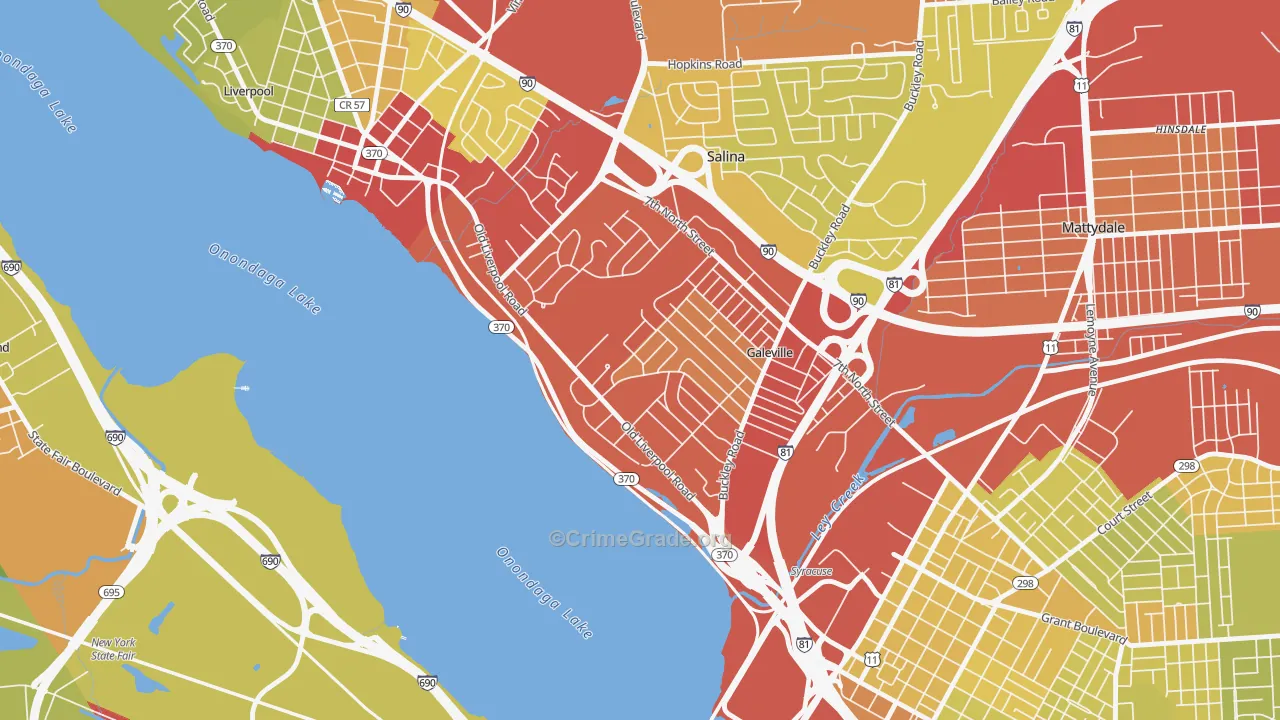 Galeville, Liverpool, NY Map of Vehicle Theft Rates