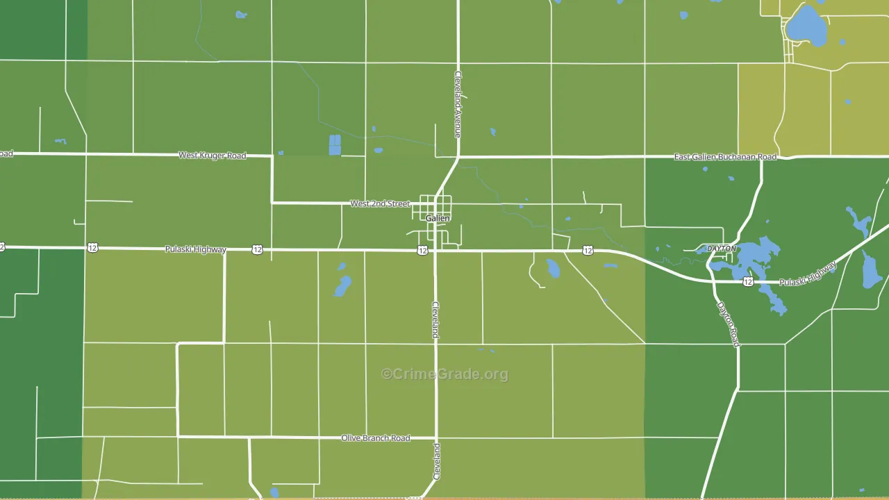 Galien, MI Map of Vehicle Theft Rates