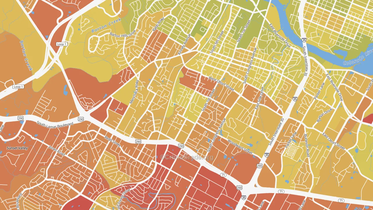 Galindo, Austin, TX Map of Vehicle Theft Rates