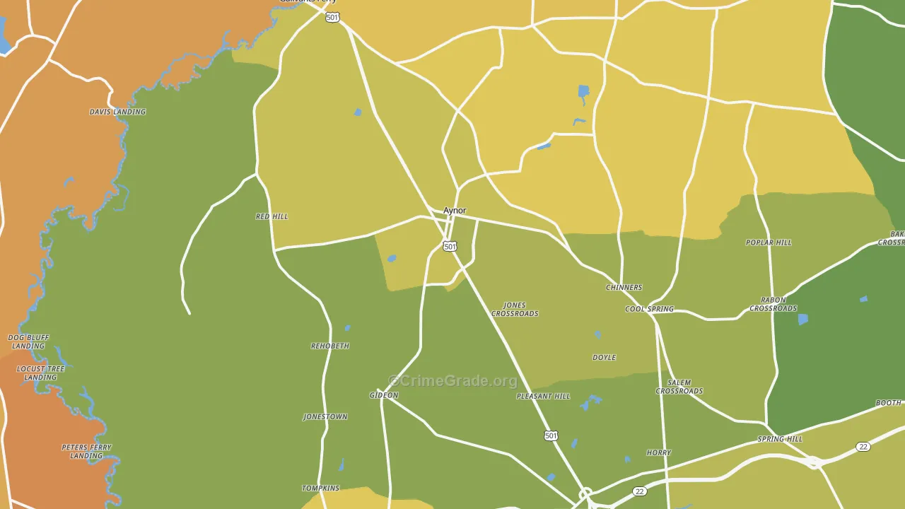 Galivants Ferry, SC Map of Vehicle Theft Rates