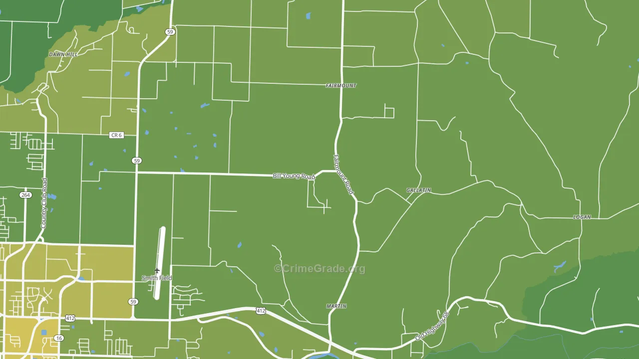 Gallatin, AR Map of Vehicle Theft Rates