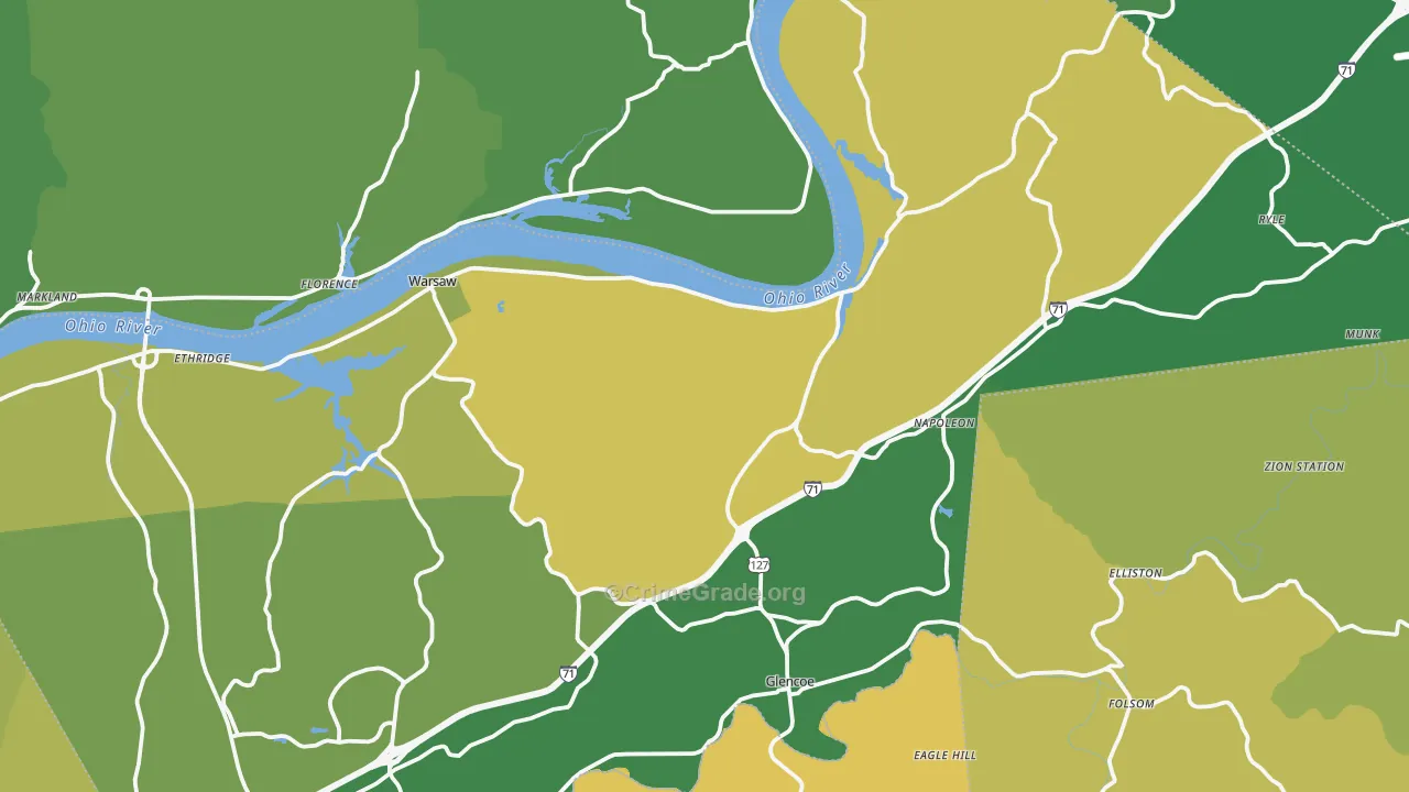 Gallatin County, KY Map of Vehicle Theft Rates