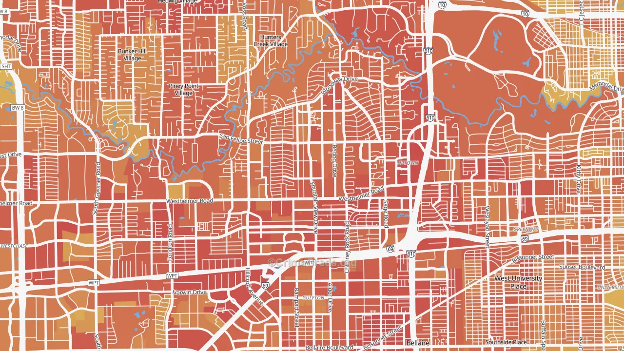 Galleria-Uptown, Houston, TX Map of Vehicle Theft Rates