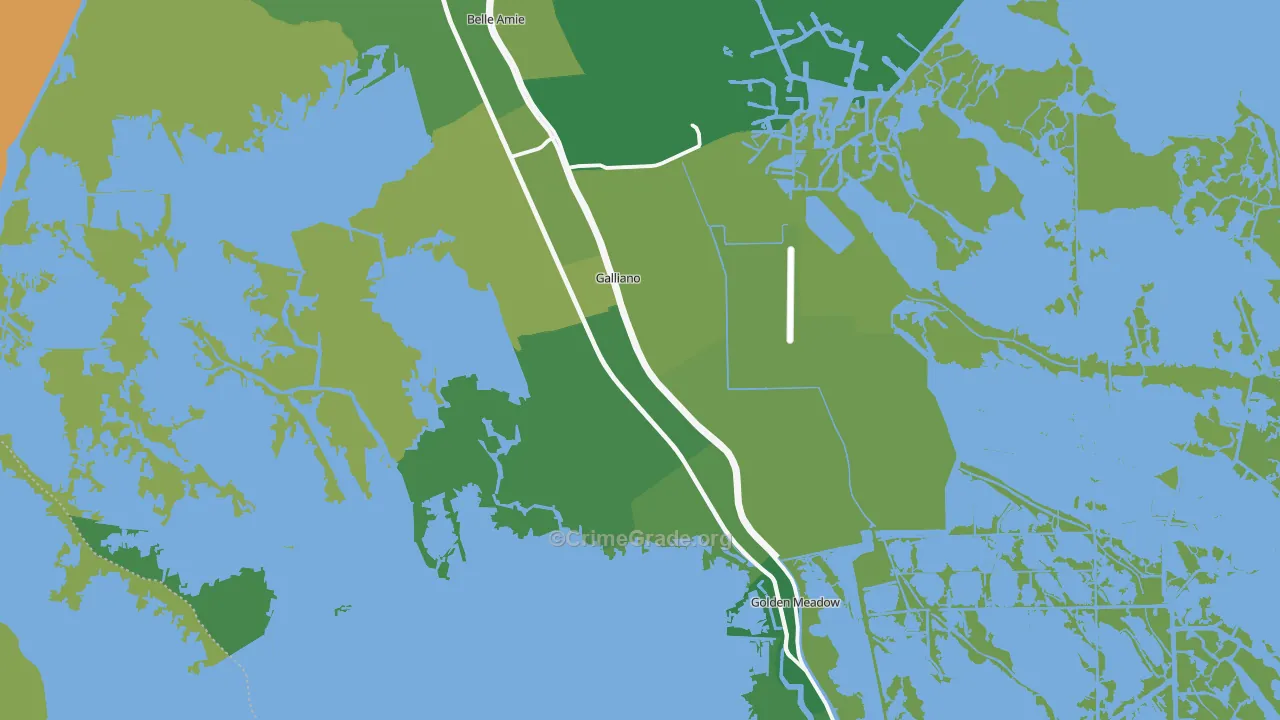 Galliano, LA Map of Vehicle Theft Rates