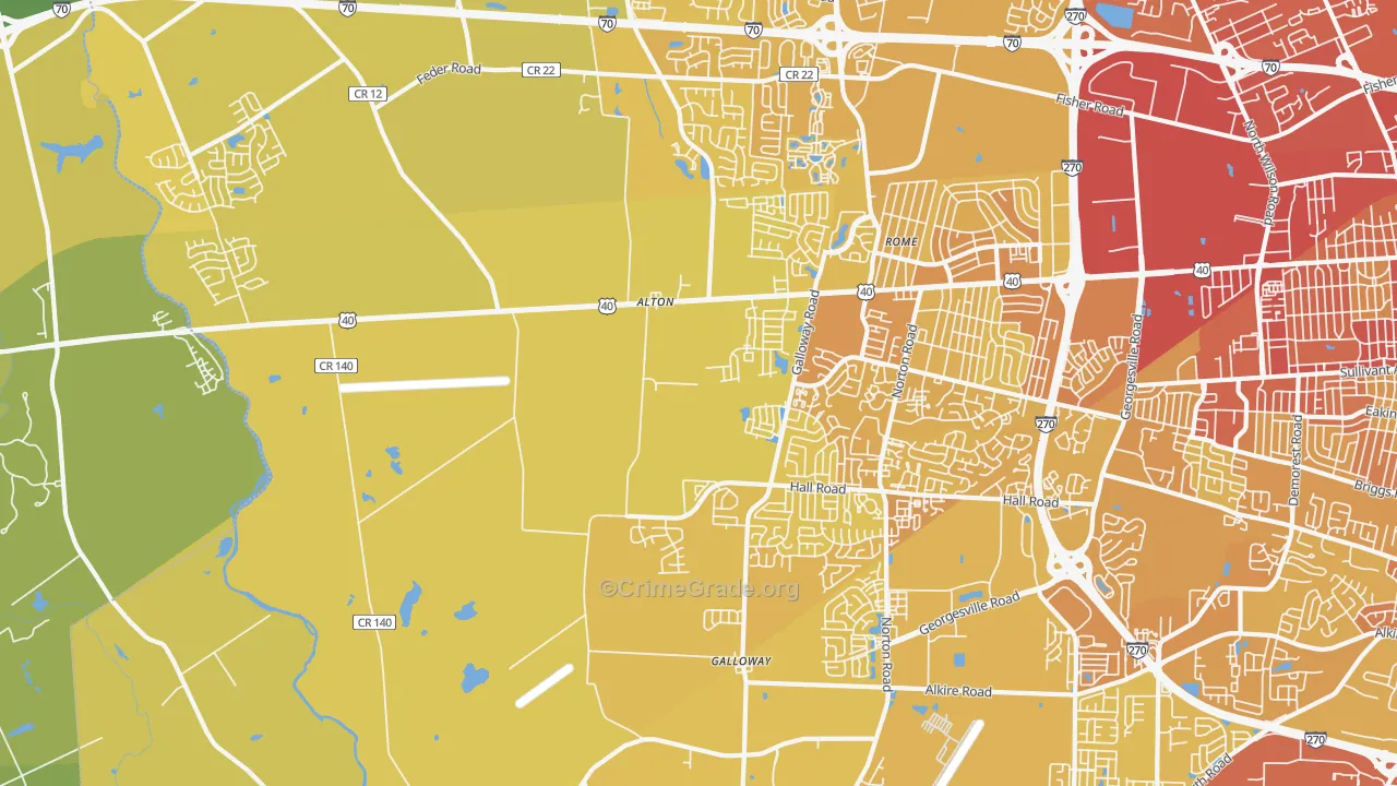 Galloway, OH Map of Vehicle Theft Rates
