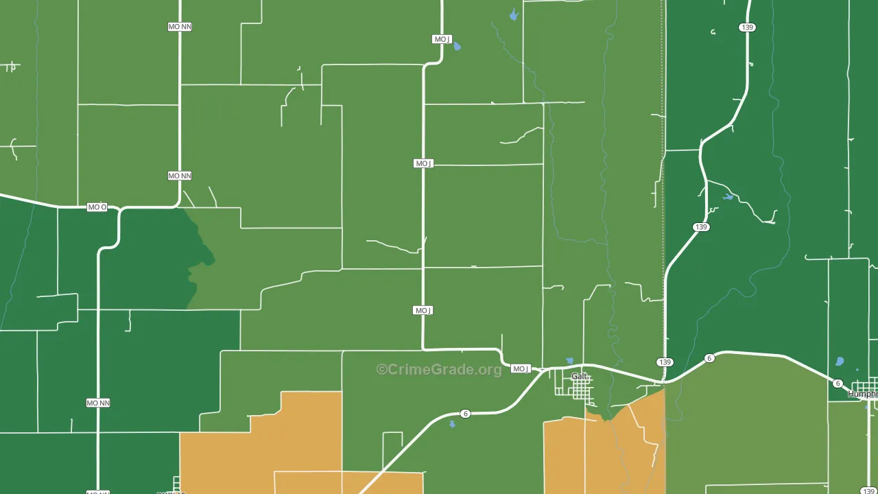 Galt, MO Map of Vehicle Theft Rates