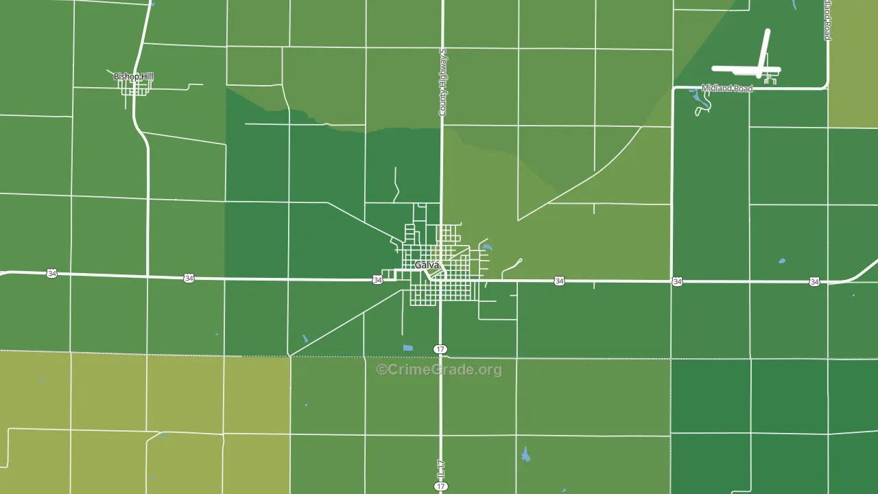 Galva, IL Map of Vehicle Theft Rates