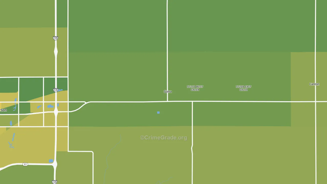 Galva, KS Map of Vehicle Theft Rates