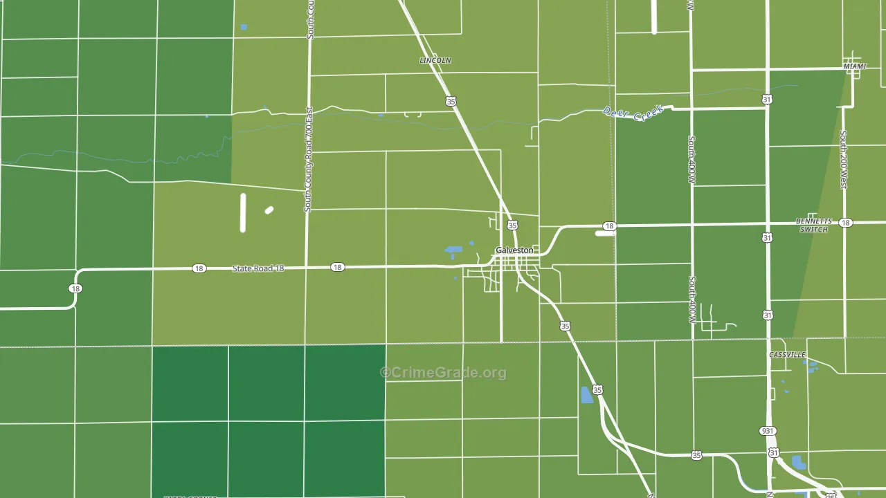 Galveston, IN Map of Vehicle Theft Rates