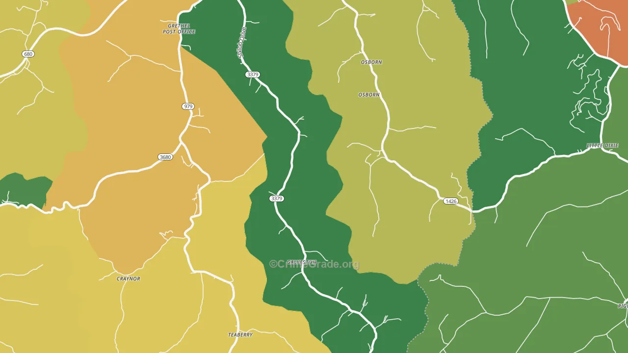 Galveston, KY Map of Vehicle Theft Rates