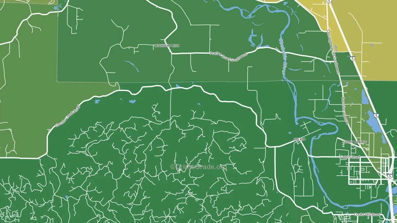 Galvin, WA Map of Vehicle Theft Rates