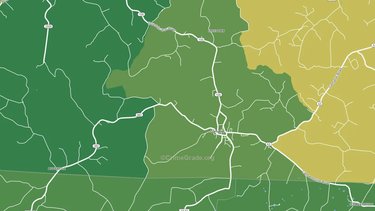 Gamaliel, KY Map of Vehicle Theft Rates