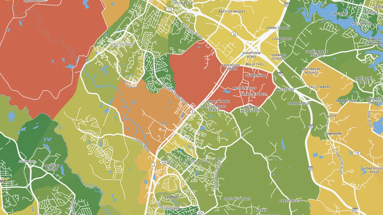 Gambrills, MD Map of Vehicle Theft Rates