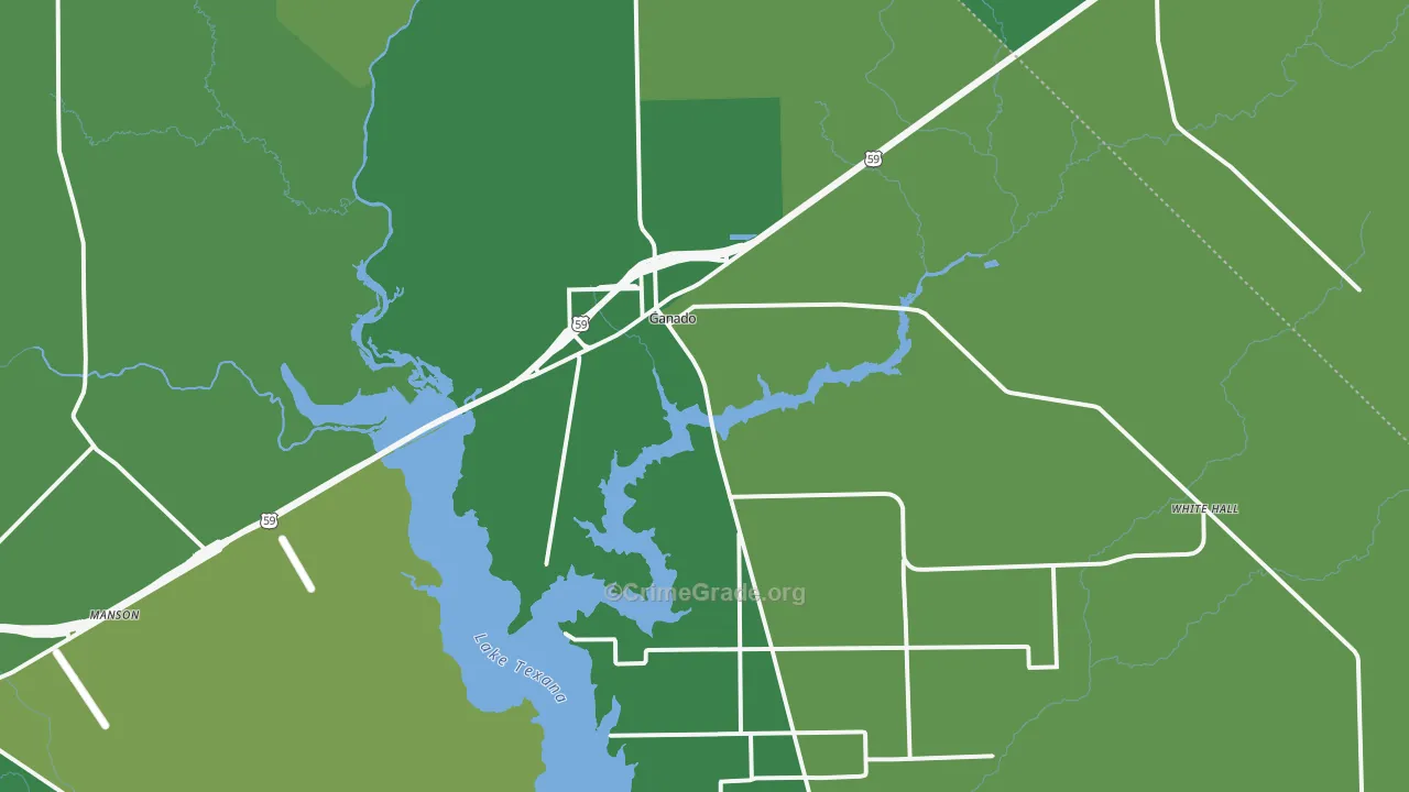 Ganado, TX Map of Vehicle Theft Rates
