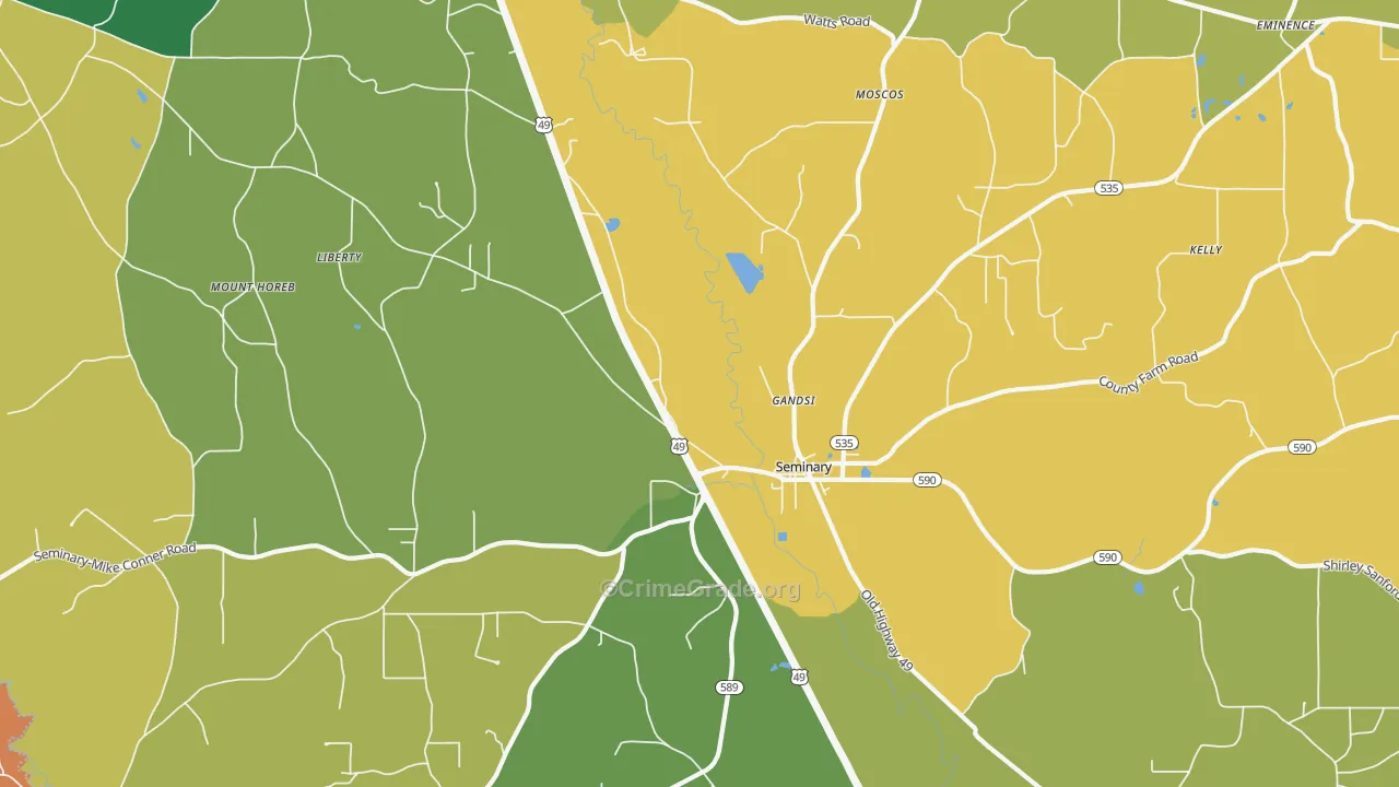 Gandsi, MS Map of Vehicle Theft Rates