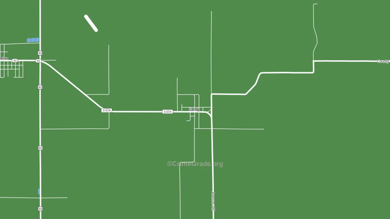 Gandy, NE Map of Vehicle Theft Rates
