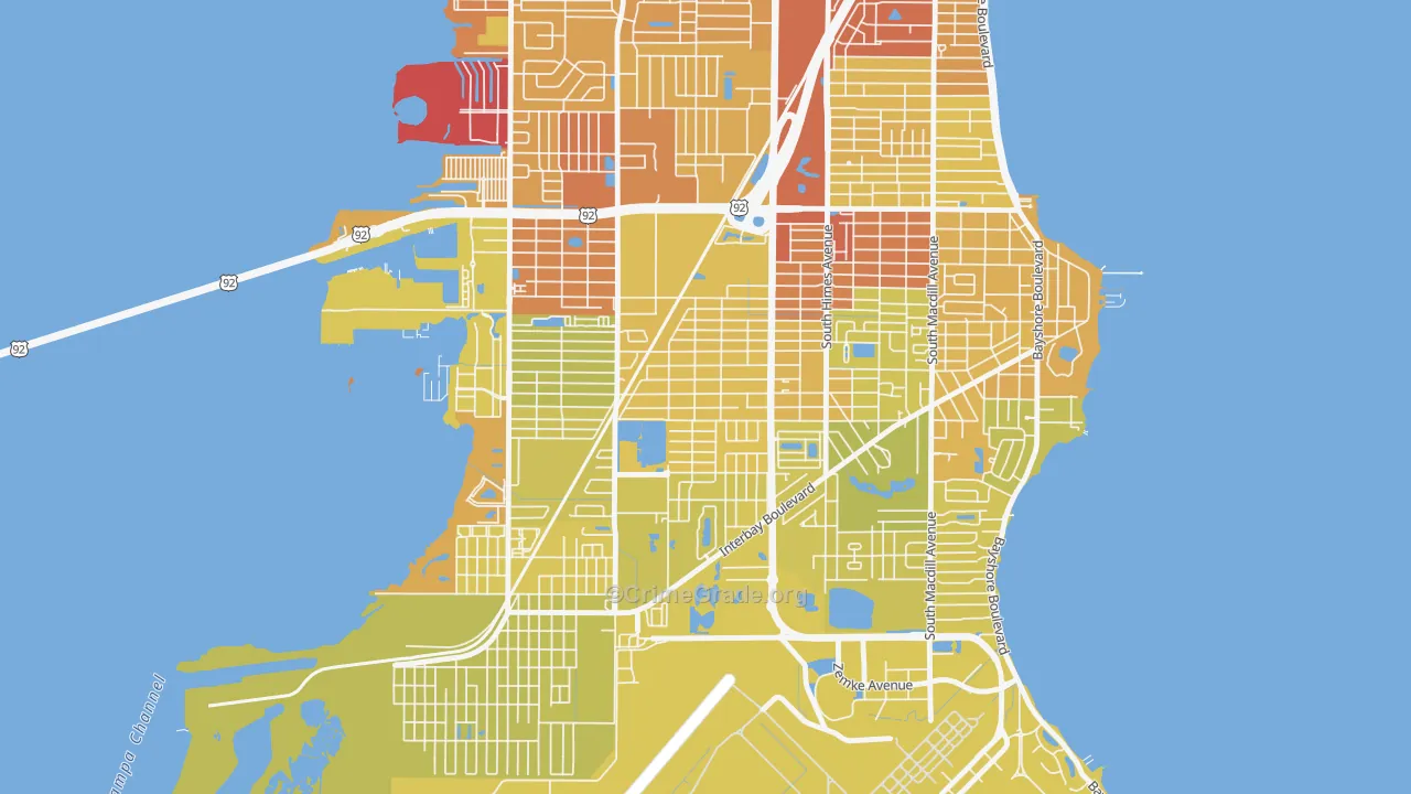 Gandy-Sun Bay South, Tampa, FL Map of Vehicle Theft Rates