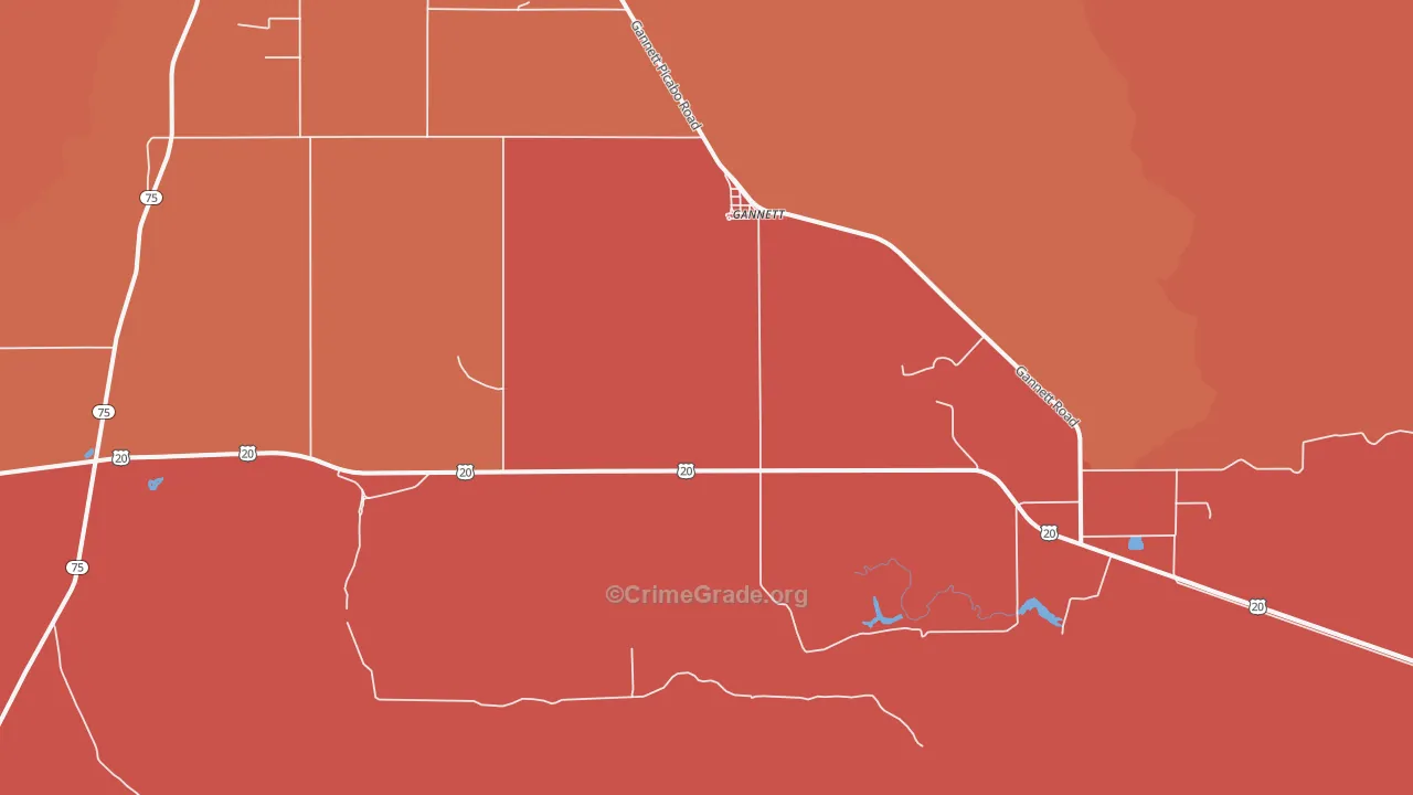 Gannett, ID Map of Vehicle Theft Rates