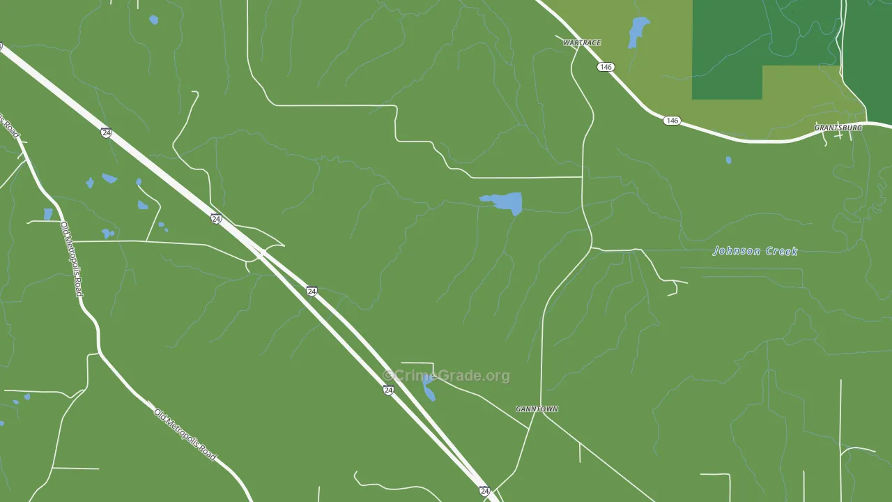Ganntown, IL Map of Vehicle Theft Rates