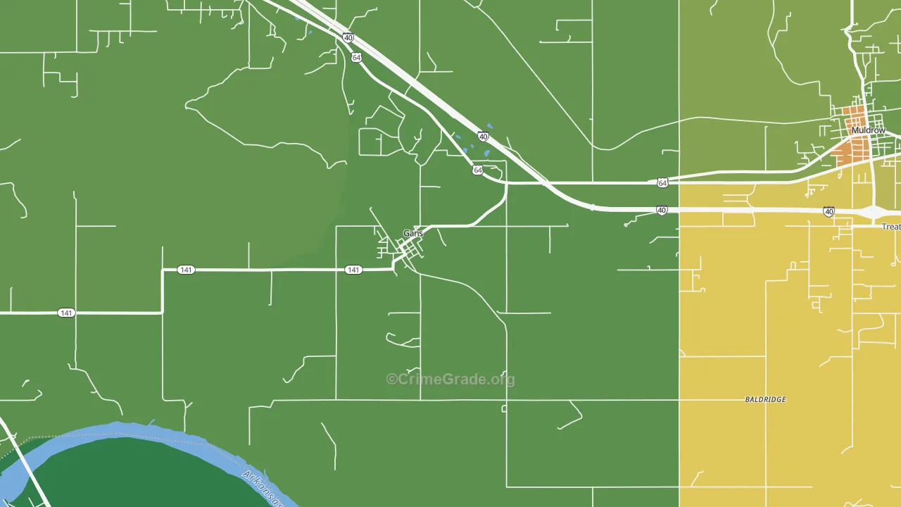Gans, OK Map of Vehicle Theft Rates