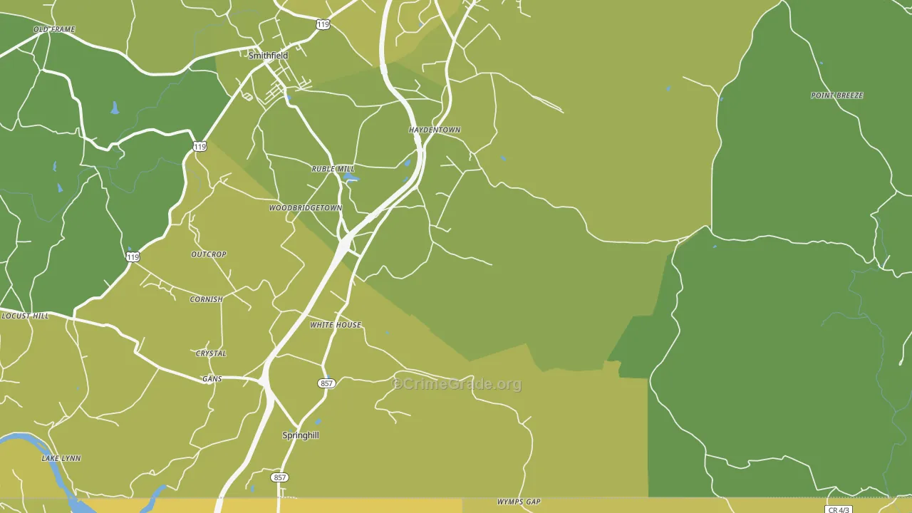 Gans, PA Map of Vehicle Theft Rates