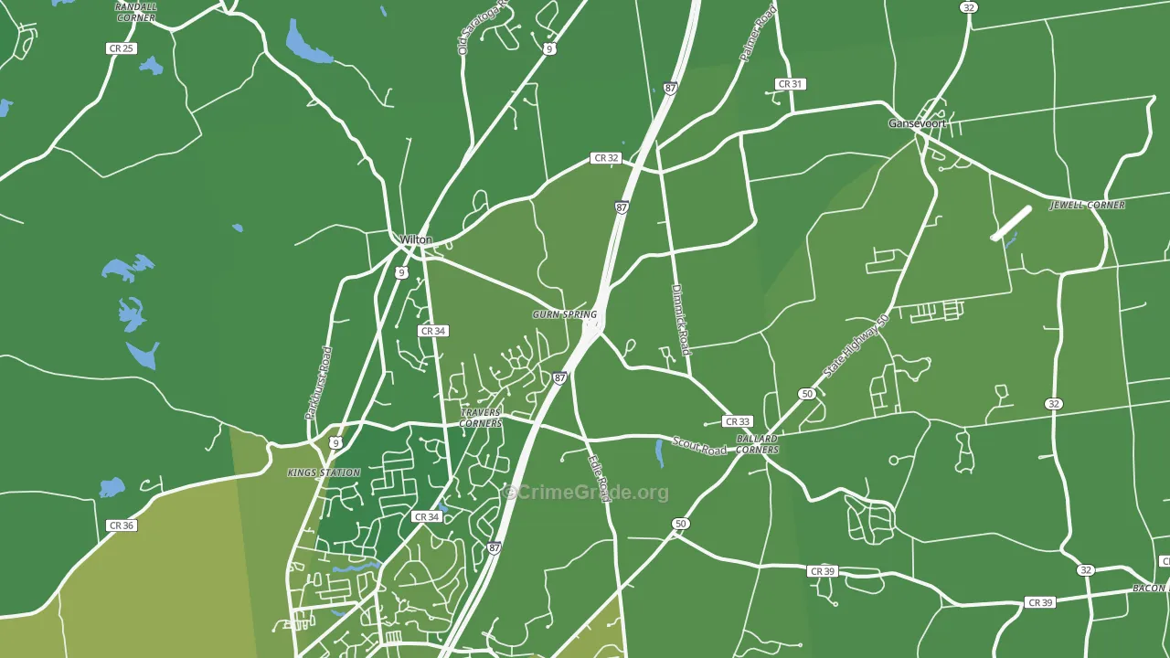 Gansevoort, NY Map of Vehicle Theft Rates