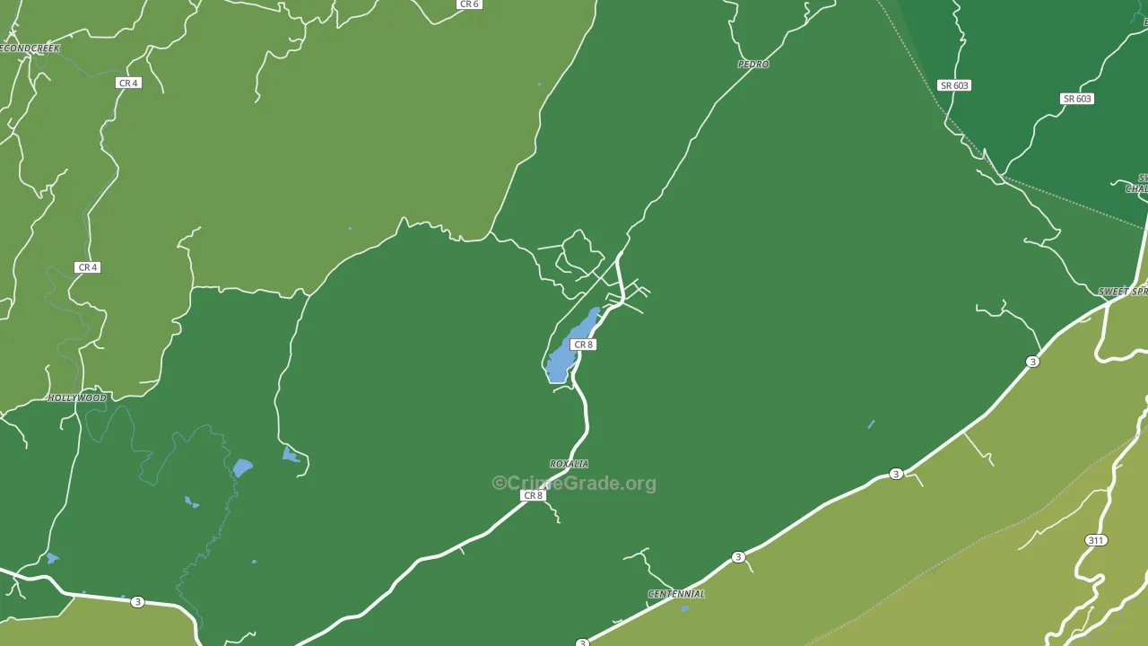 Gap Mills, WV Map of Vehicle Theft Rates