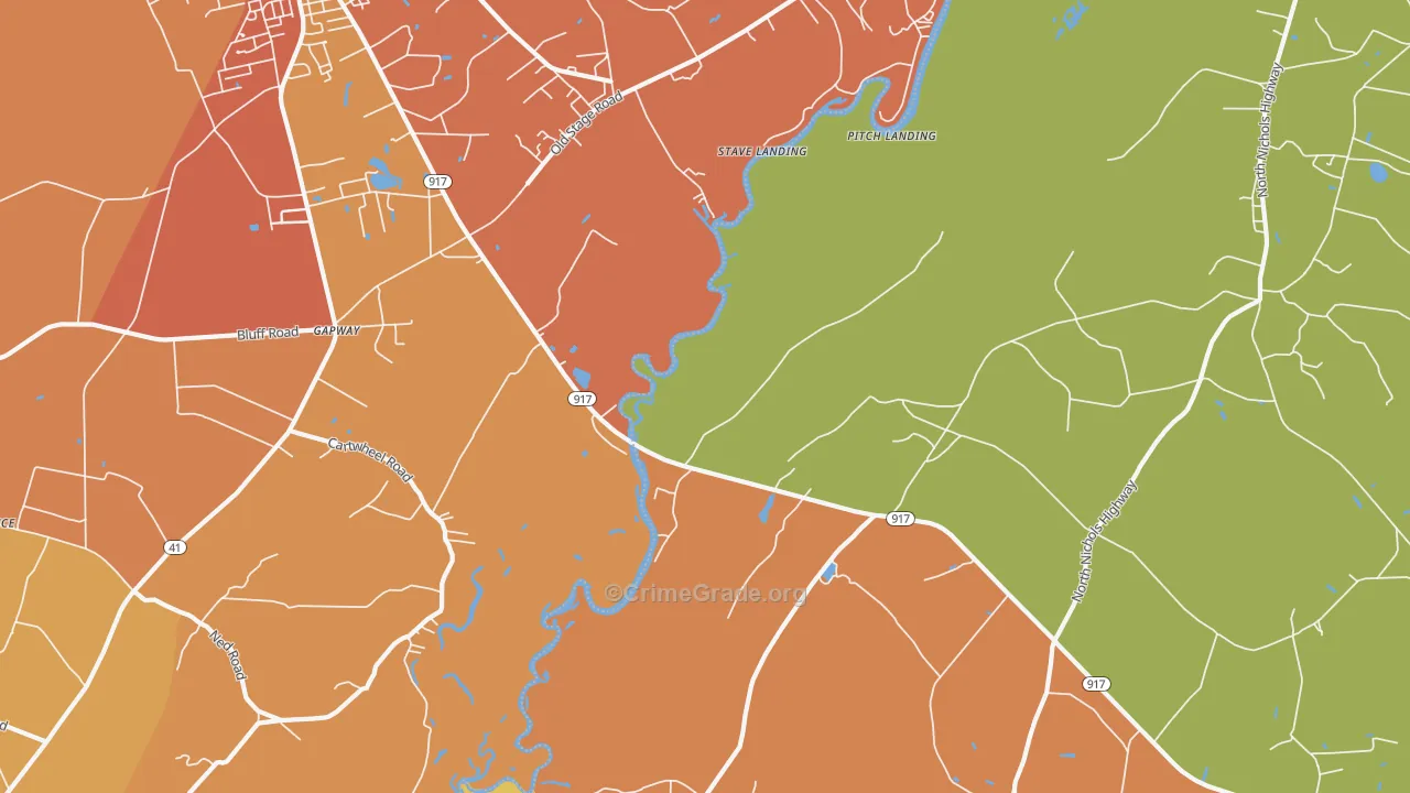 Gapway, SC Map of Vehicle Theft Rates