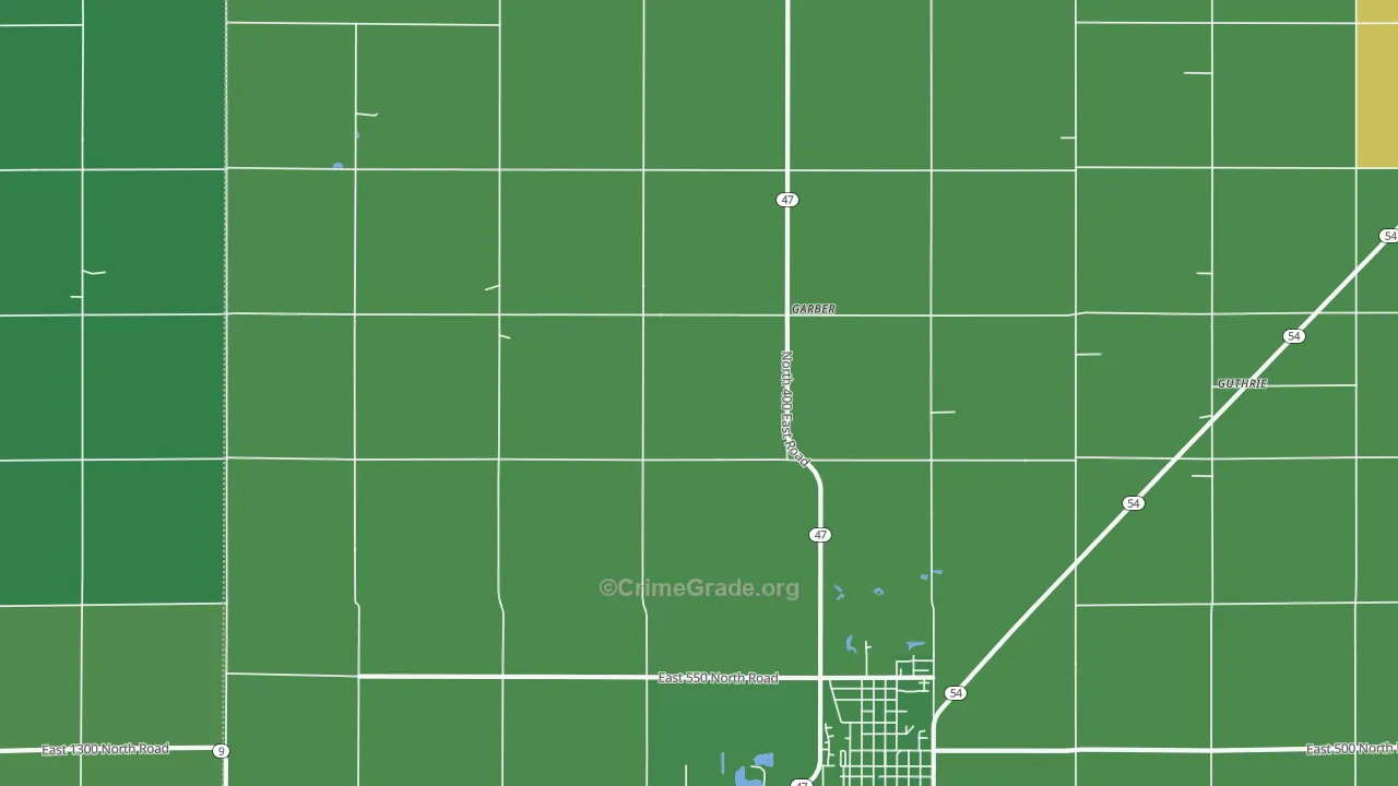 Garber, IL Map of Vehicle Theft Rates