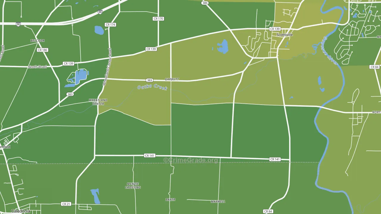 Garbutt, NY Map of Vehicle Theft Rates