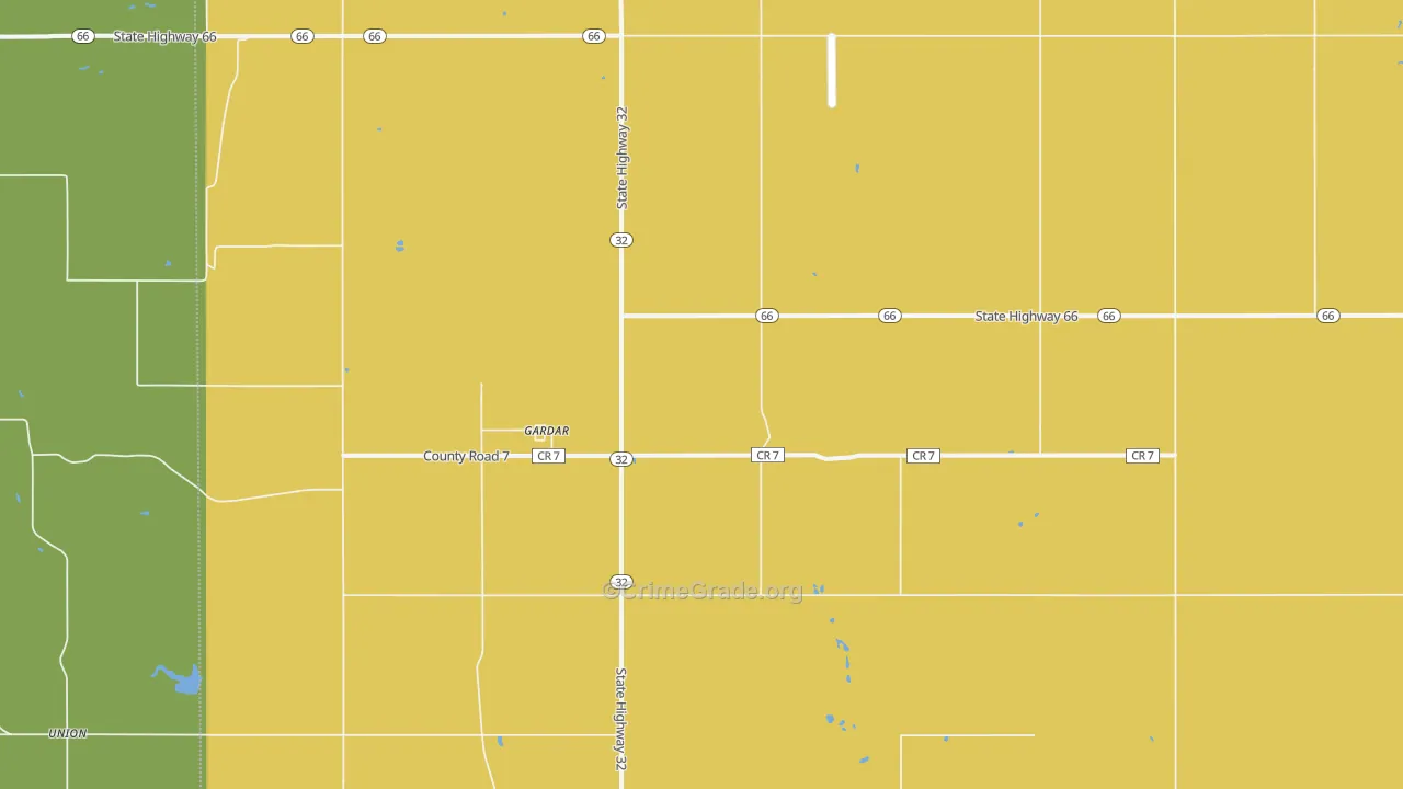 Gardar, ND Map of Vehicle Theft Rates