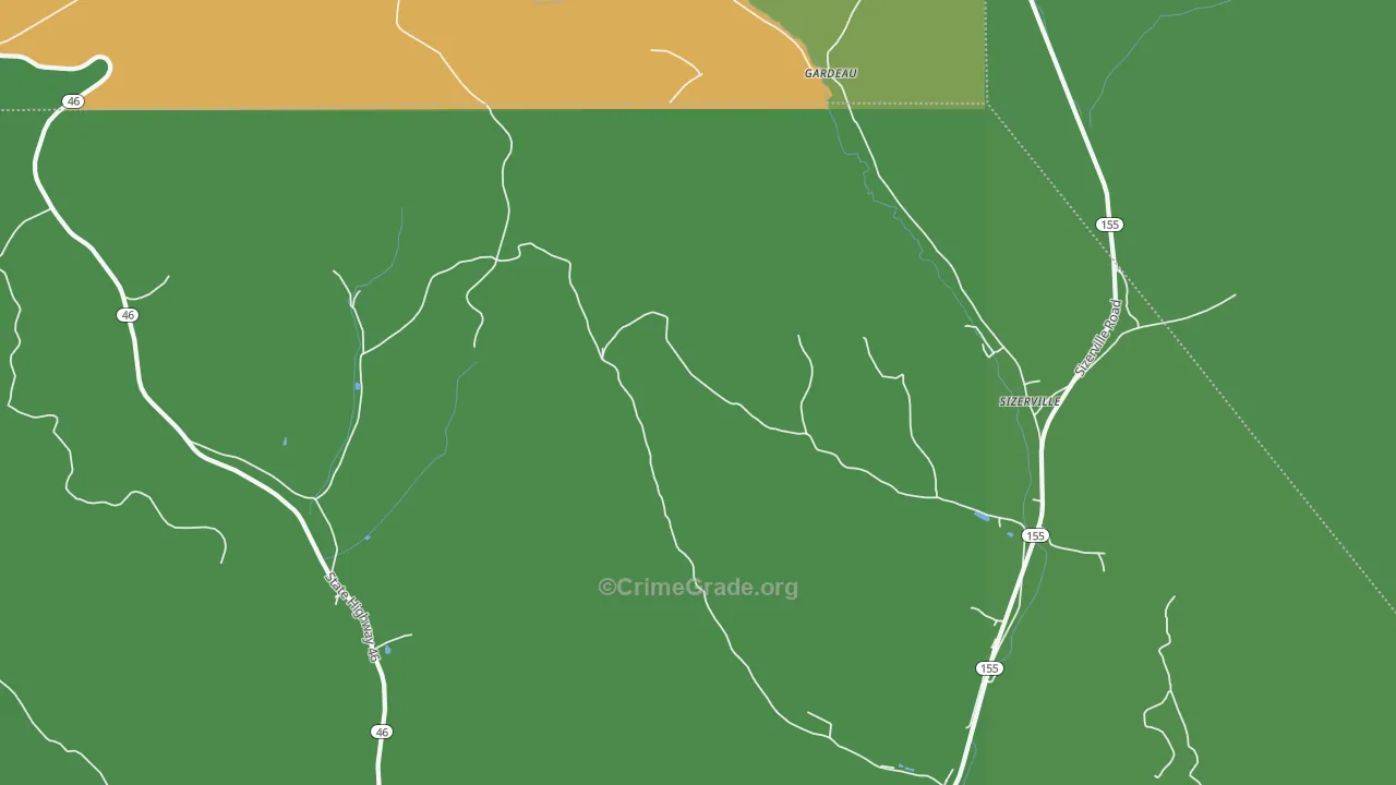 Gardeau, PA Map of Vehicle Theft Rates