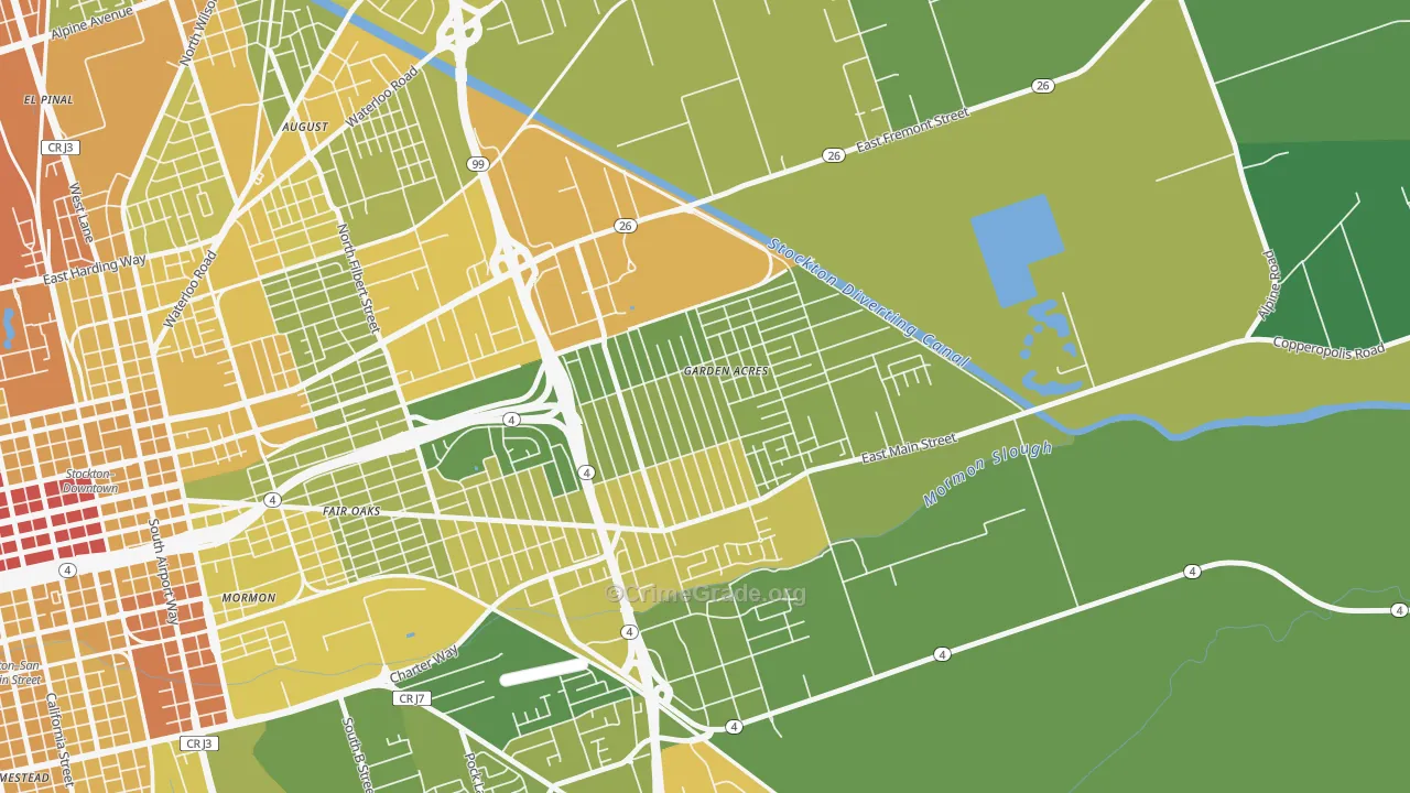 Garden Acres, CA Map of Vehicle Theft Rates