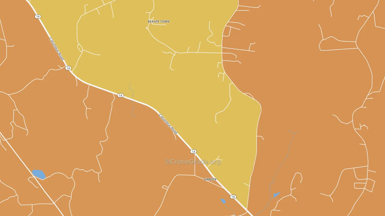 Garden, AL Map of Vehicle Theft Rates