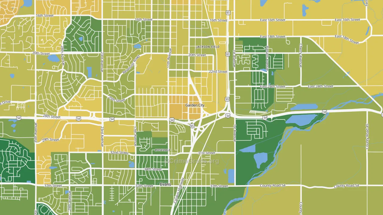 Garden City, CO Map of Vehicle Theft Rates