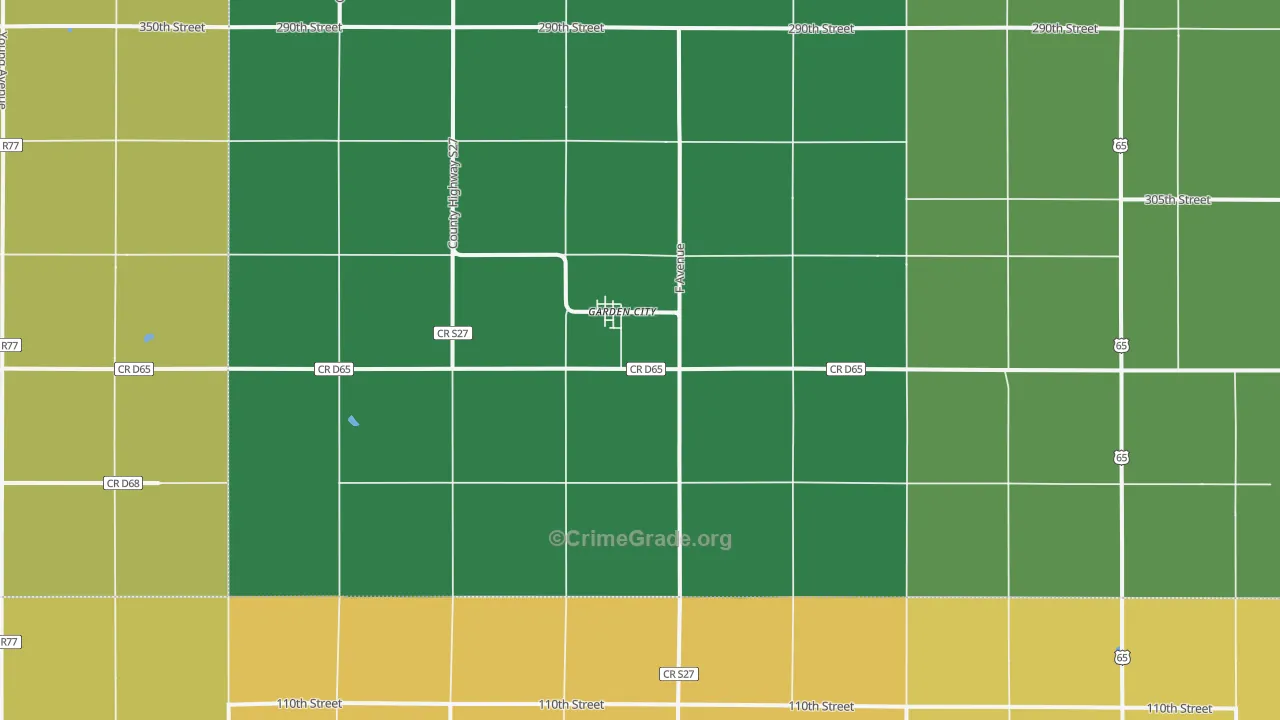 Garden City, IA Map of Vehicle Theft Rates