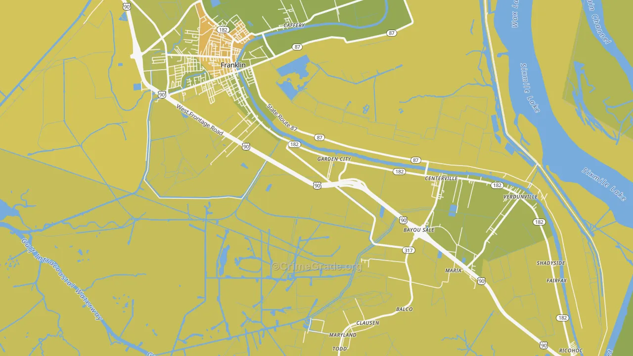 Garden City, LA Map of Vehicle Theft Rates
