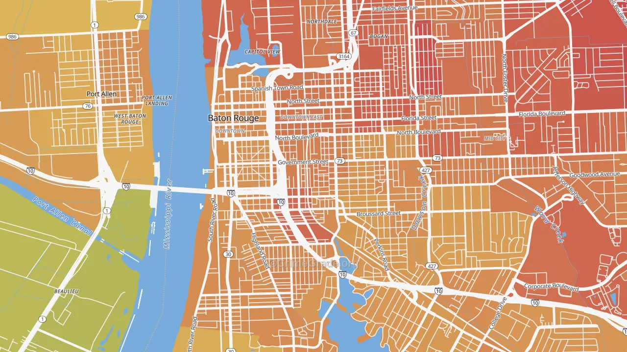 Garden District, Baton Rouge, LA Map of Vehicle Theft Rates