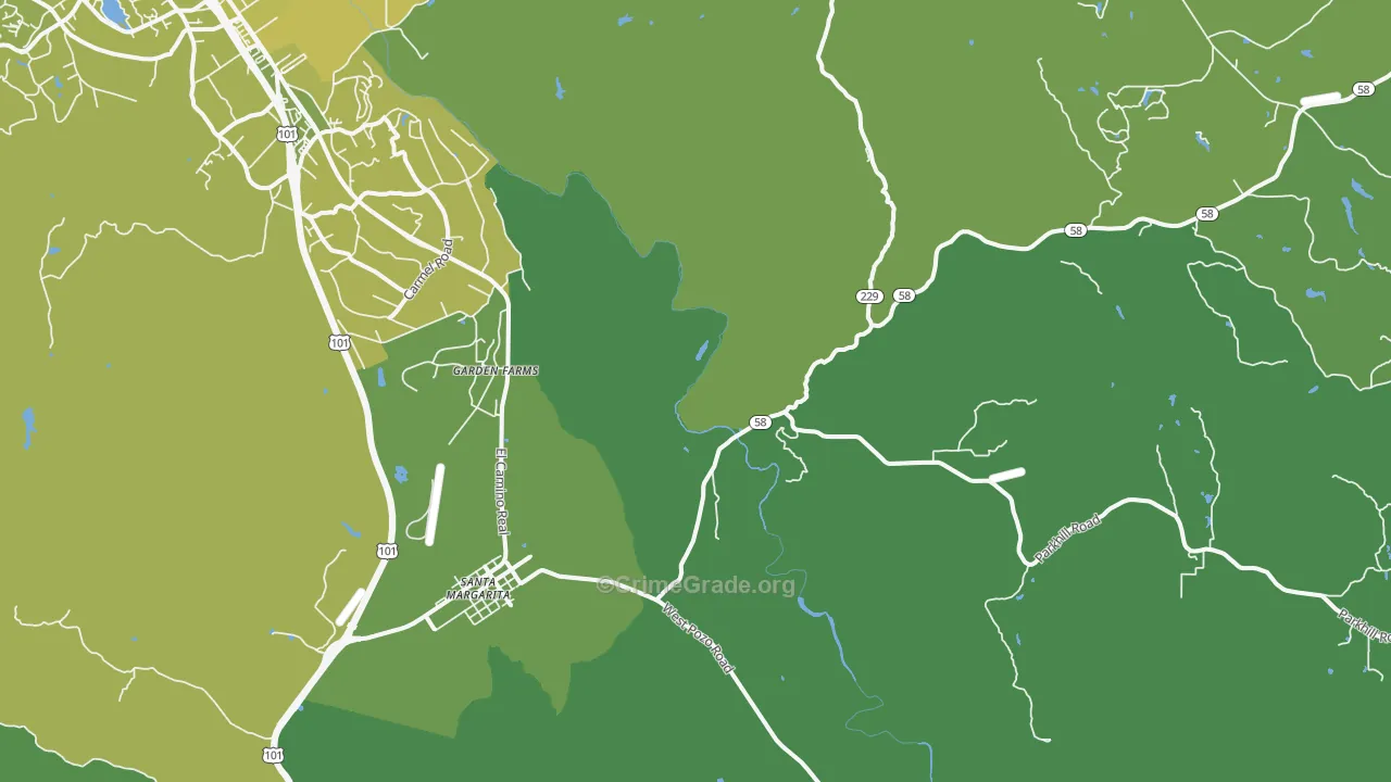 Garden Farms, CA Map of Vehicle Theft Rates