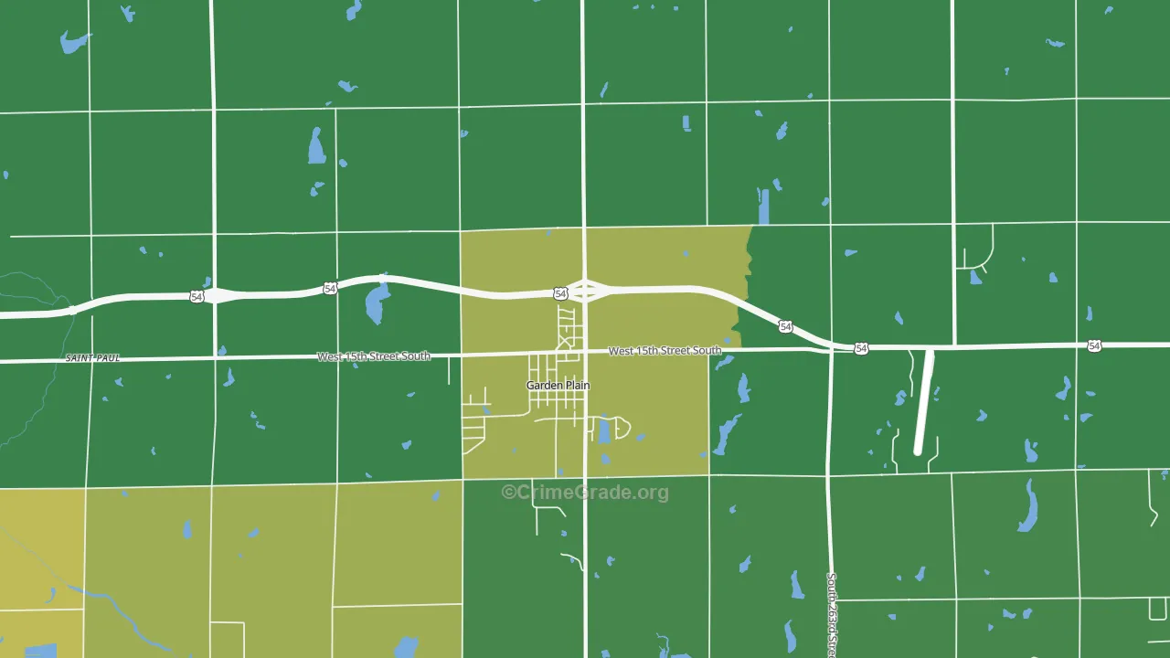 Garden Plain, KS Map of Vehicle Theft Rates
