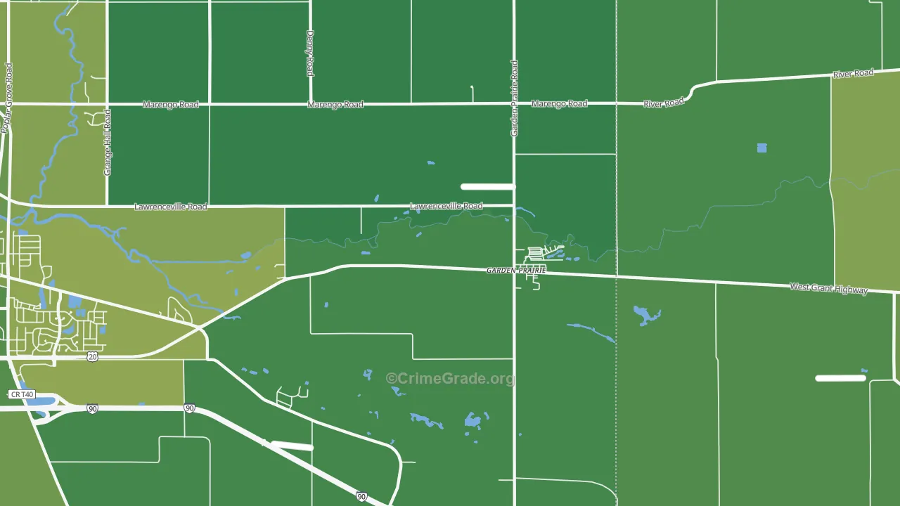 Garden Prairie, IL Map of Vehicle Theft Rates