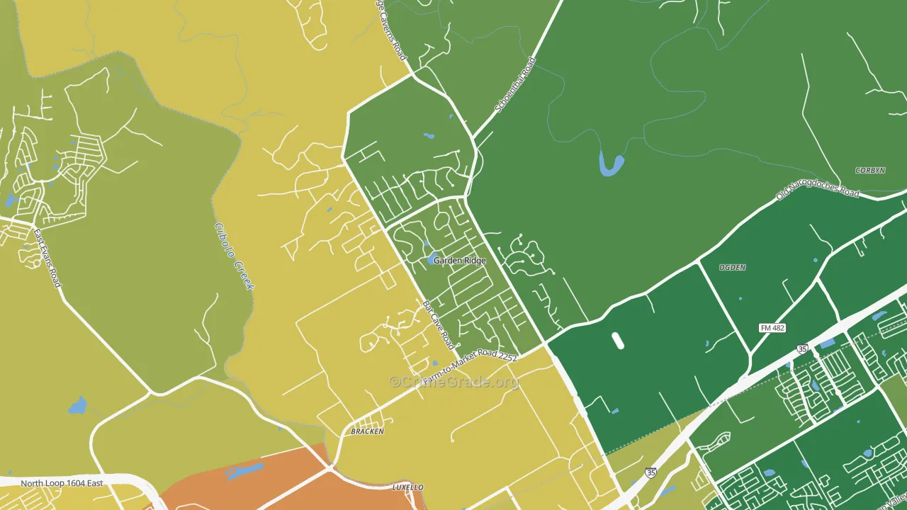Garden Ridge, TX Map of Vehicle Theft Rates
