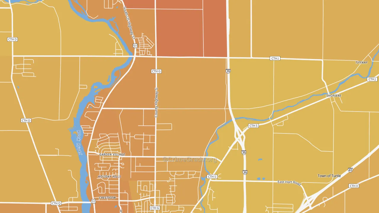 Garden Village, WI Map of Vehicle Theft Rates