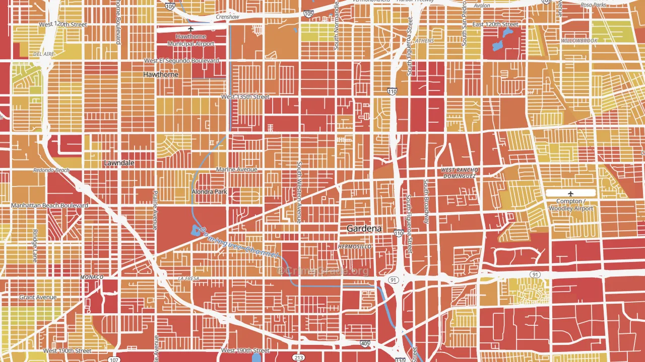 Gardena, CA Map of Vehicle Theft Rates