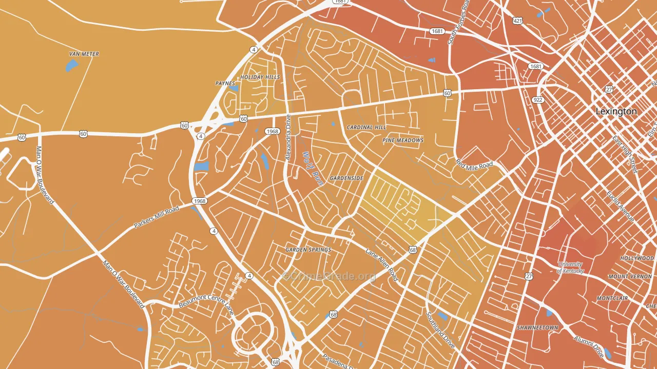 Gardenside-Colony, Lexington, KY Map of Vehicle Theft Rates