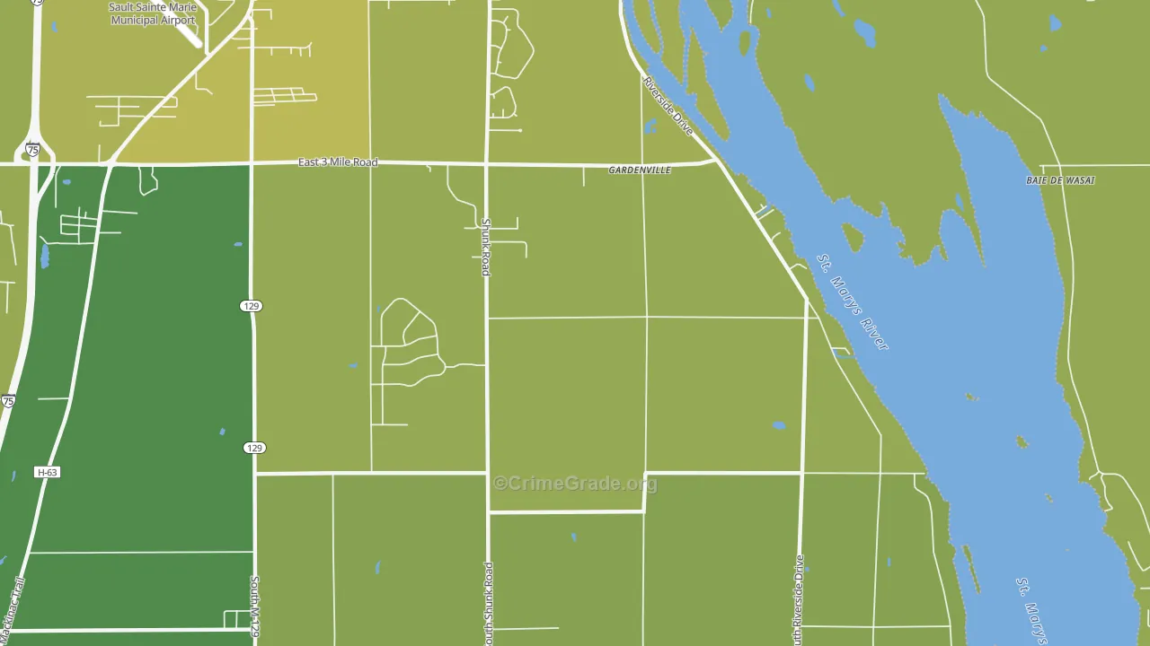 Gardenville, MI Map of Vehicle Theft Rates
