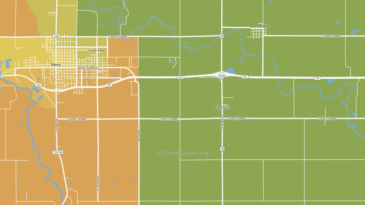 Gardiner, IA Map of Vehicle Theft Rates