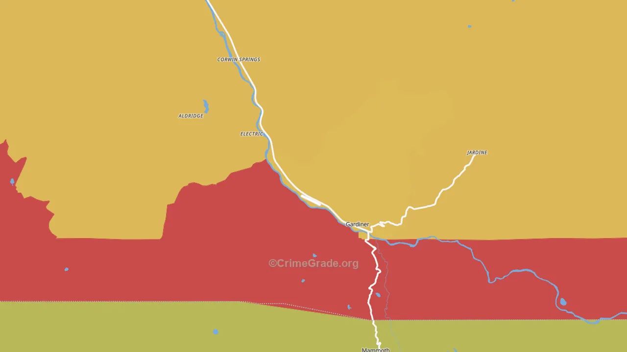 Gardiner, MT Map of Vehicle Theft Rates