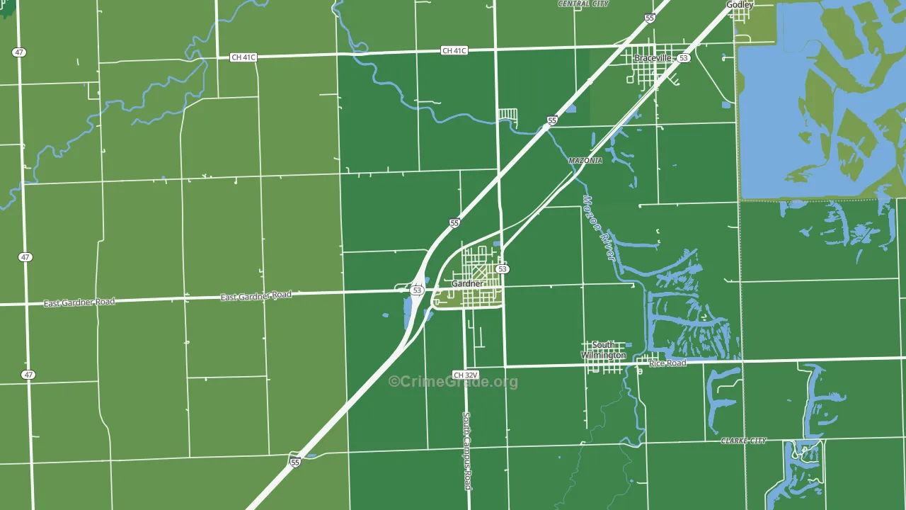 Gardner, IL Map of Vehicle Theft Rates