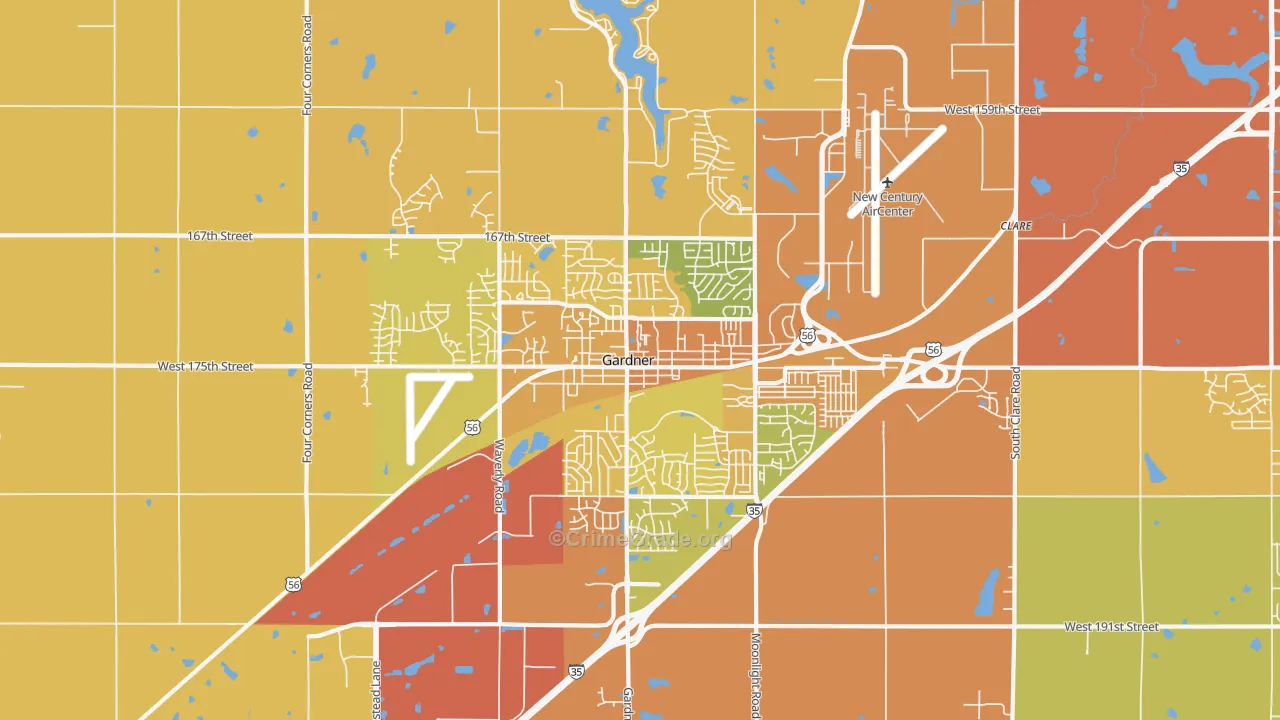 Gardner, KS Map of Vehicle Theft Rates
